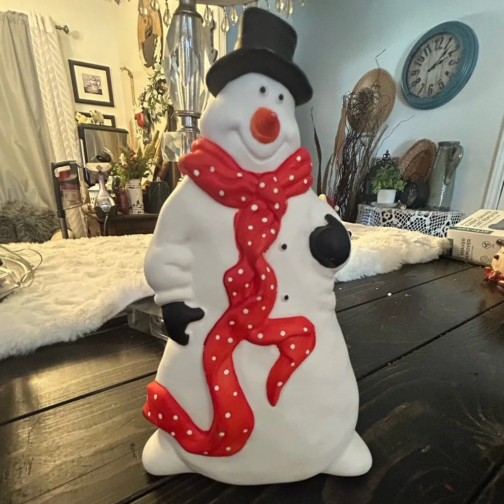 50%offw❤️ Department 56 SNOWMAN Polka Dot Scarf Top Hat Shelf Decor Flat 8